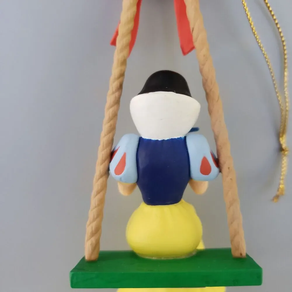 Grolier Disney Snow White Princess on Swing Ornament Blue Bird Red Bow Christmas